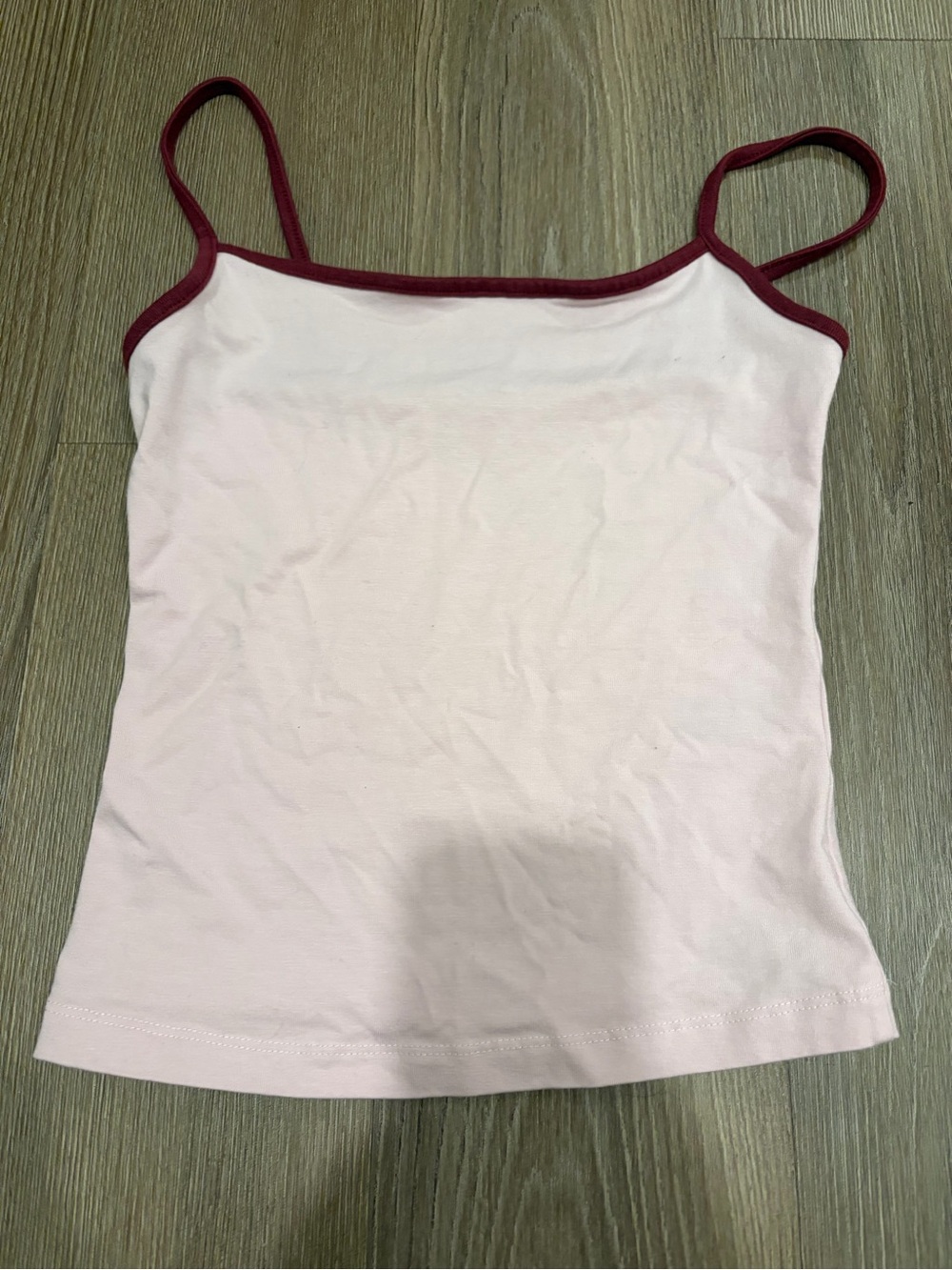 Bershka Light Pink Camisole with Burgundy Trim